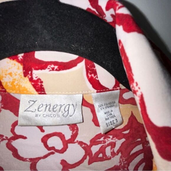 Chico’s Zenergy Floral Print Snap Button Zipper Front Lightweight Jacket Chicos - Picture 4 of 6